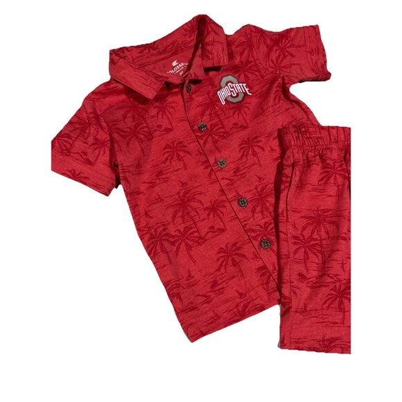 NEW Ohio State Buckeyes Colosseum Red Palms Shirt Shorts Set Toddler Boys 3T - Picture 5 of 10